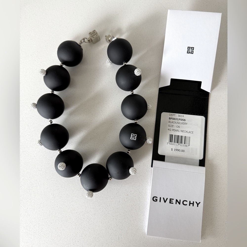 Givenchy Statement Black Bead and Crystal Necklace Jewelry
